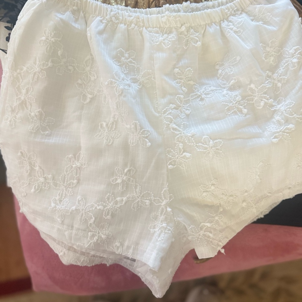 White Embroidered Women’s Shorts